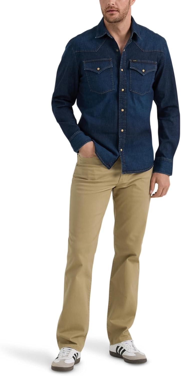 imageLee Mens Heritage Western ShirtInky Blue Vintage Wash