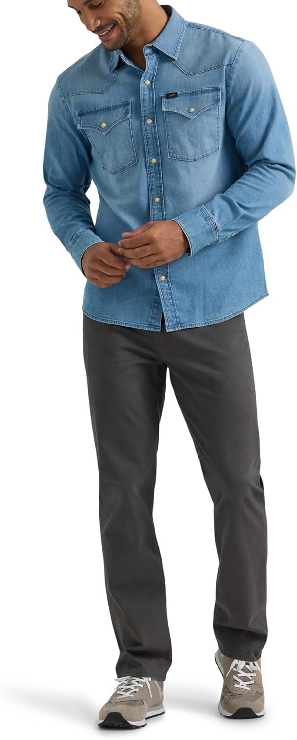 imageLee Mens Heritage Western ShirtLight Worn in Wash