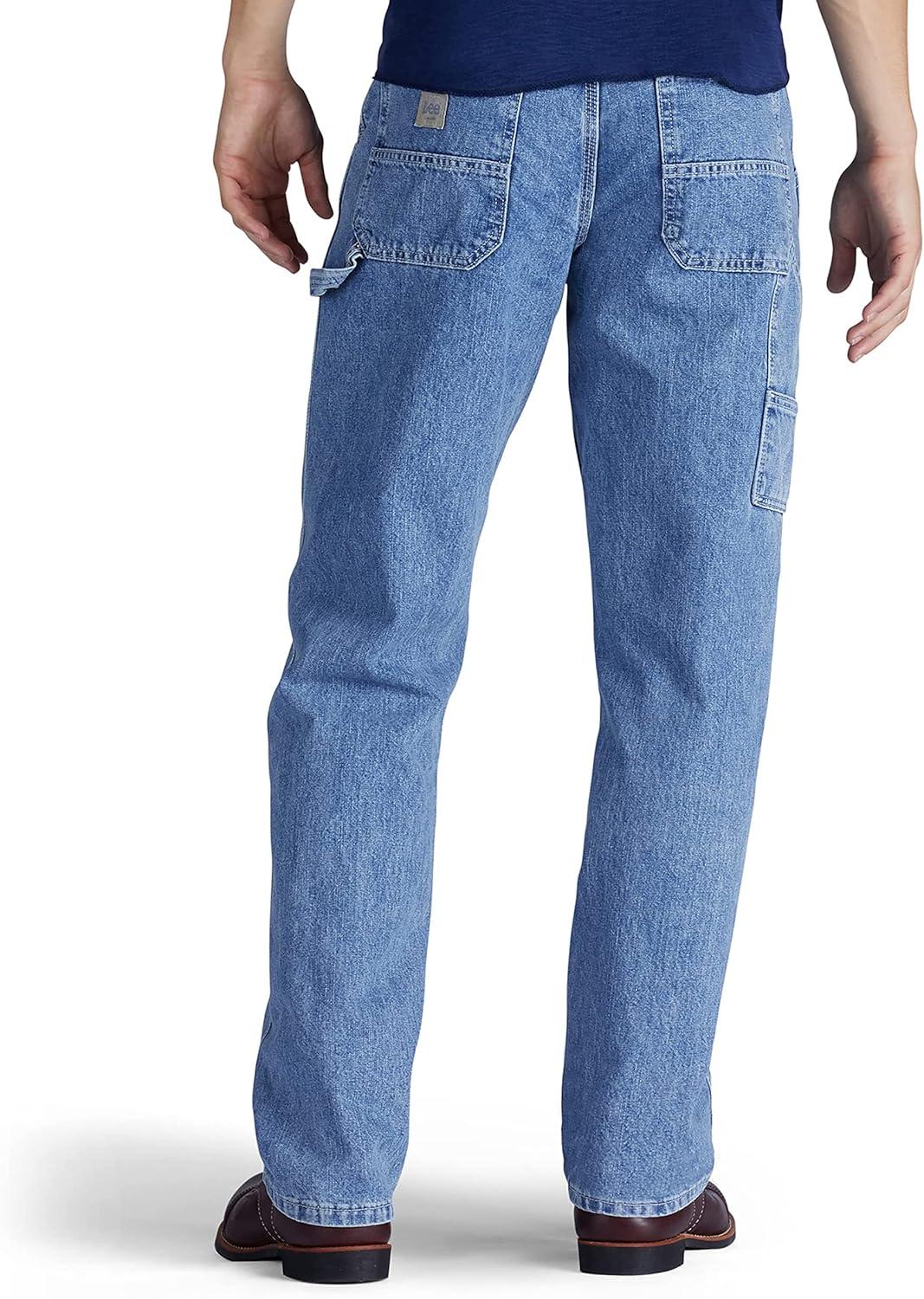 imageLee Mens Loose Fit Straight Leg Carpenter JeanRetro Stone