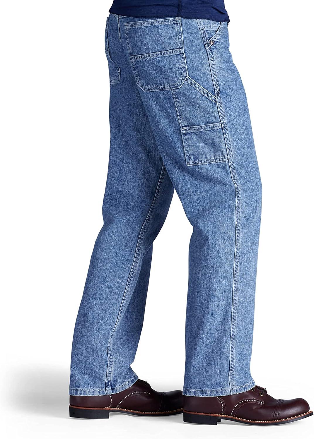imageLee Mens Loose Fit Straight Leg Carpenter JeanRetro Stone