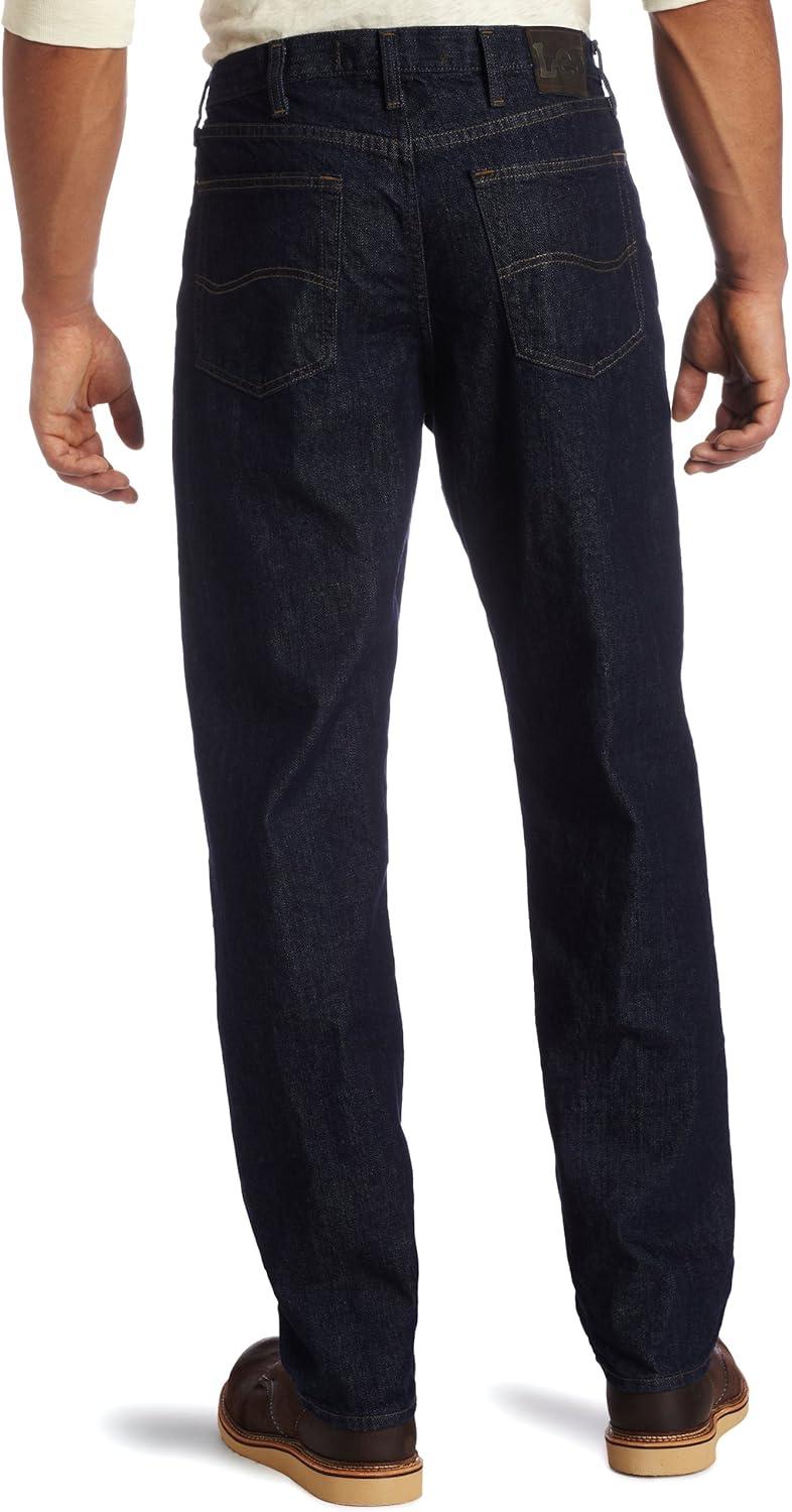 imageLee Mens Regular Fit Straight Leg JeanRinse