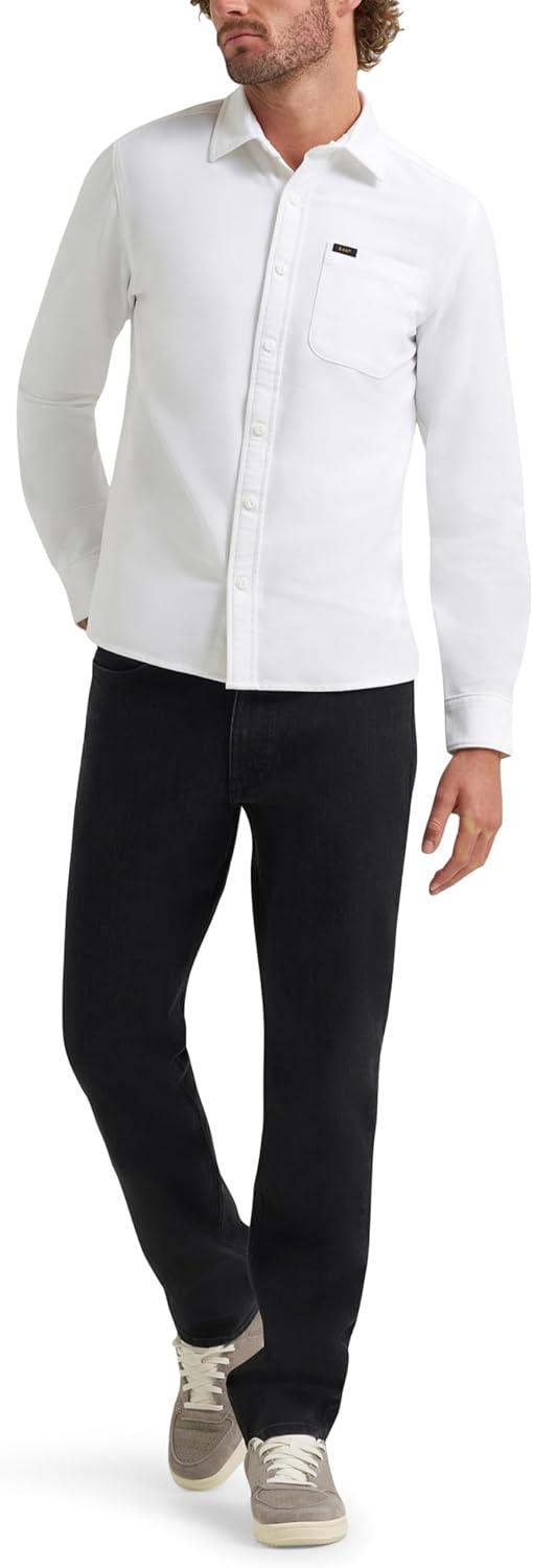 imageLee Mens X Knit Long Sleeve AllPurpose 1 Pocket ShirtBright White