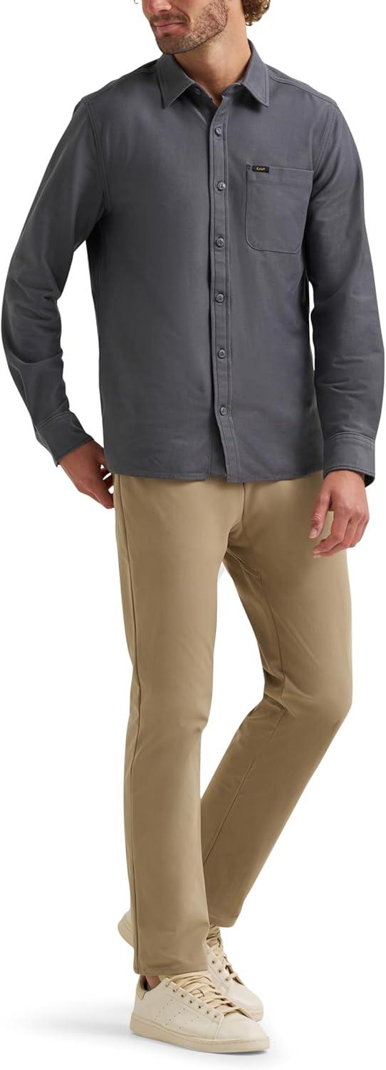 imageLee Mens X Knit Long Sleeve AllPurpose 1 Pocket ShirtPainters Gray