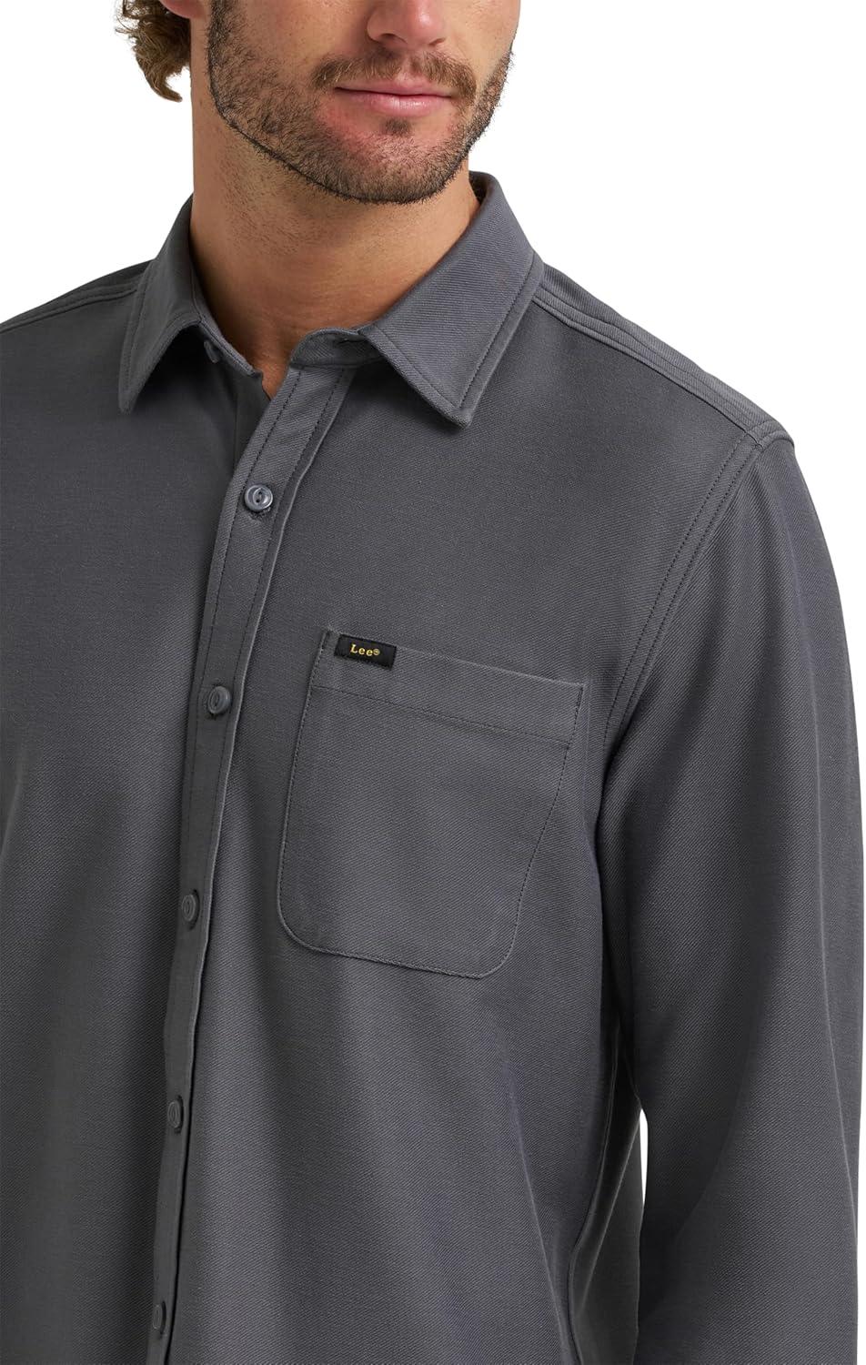 imageLee Mens X Knit Long Sleeve AllPurpose 1 Pocket ShirtPainters Gray