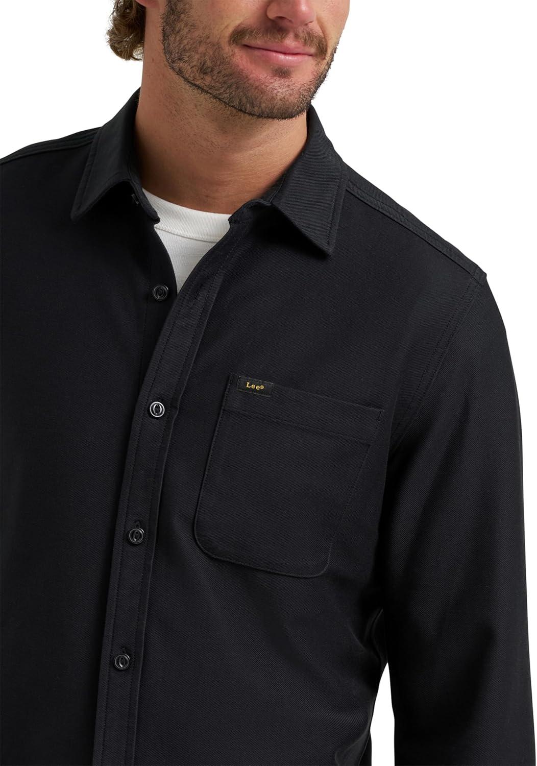 imageLee Mens X Knit Long Sleeve AllPurpose 1 Pocket ShirtUnionall Black