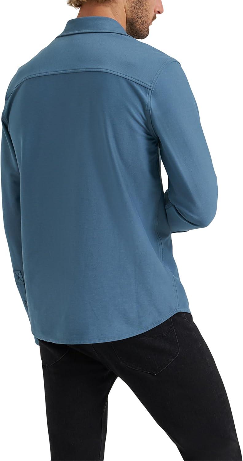 imageLee Mens X Knit Long Sleeve AllPurpose 1 Pocket ShirtVintage Blue