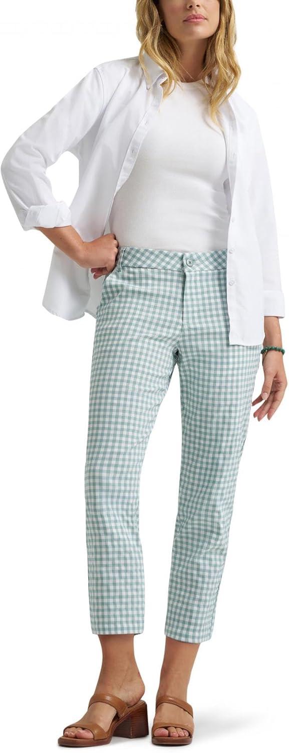 imageLee Womens Gingham 23 Stretch Capri PantNaturalDesert Sage Gingham