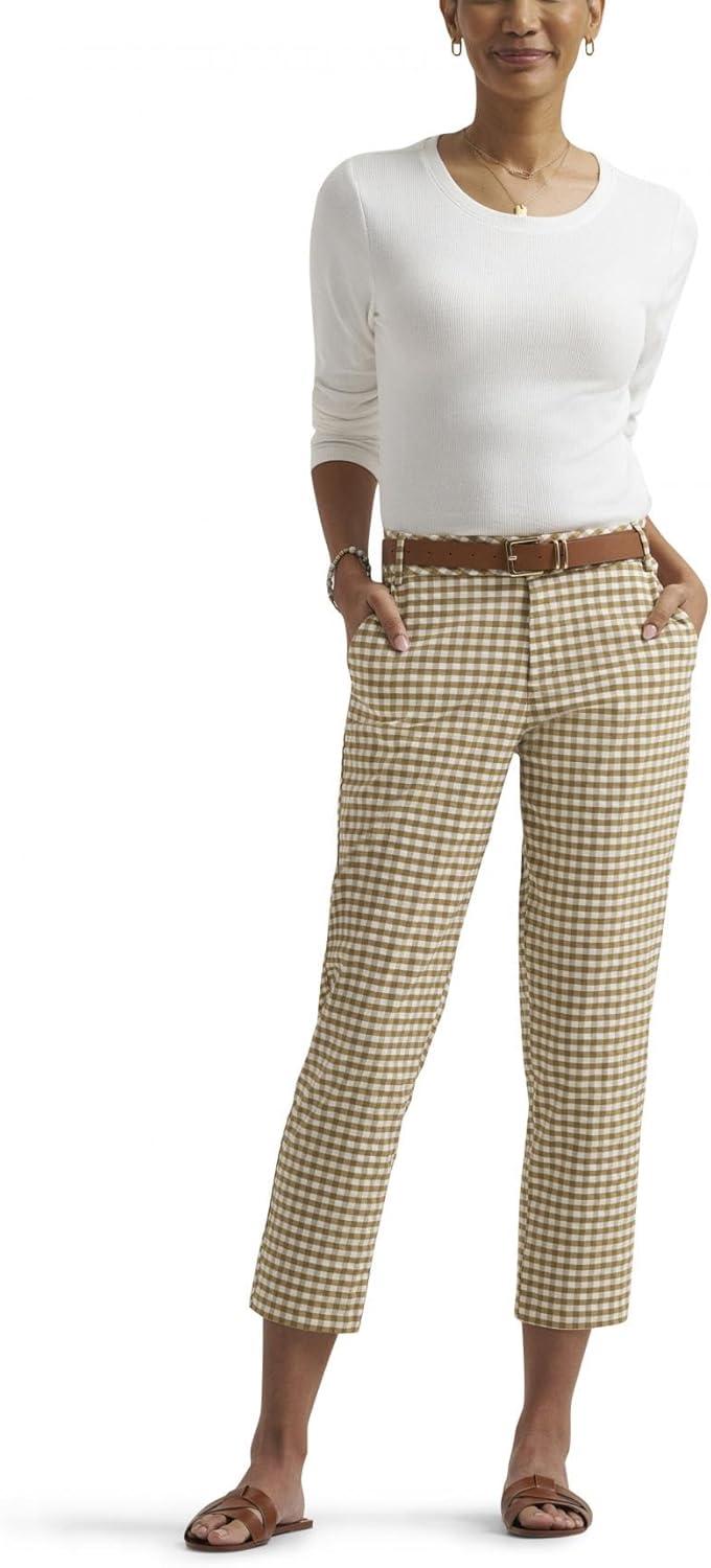 imageLee Womens Gingham 23 Stretch Capri PantNaturalSafari Gingham