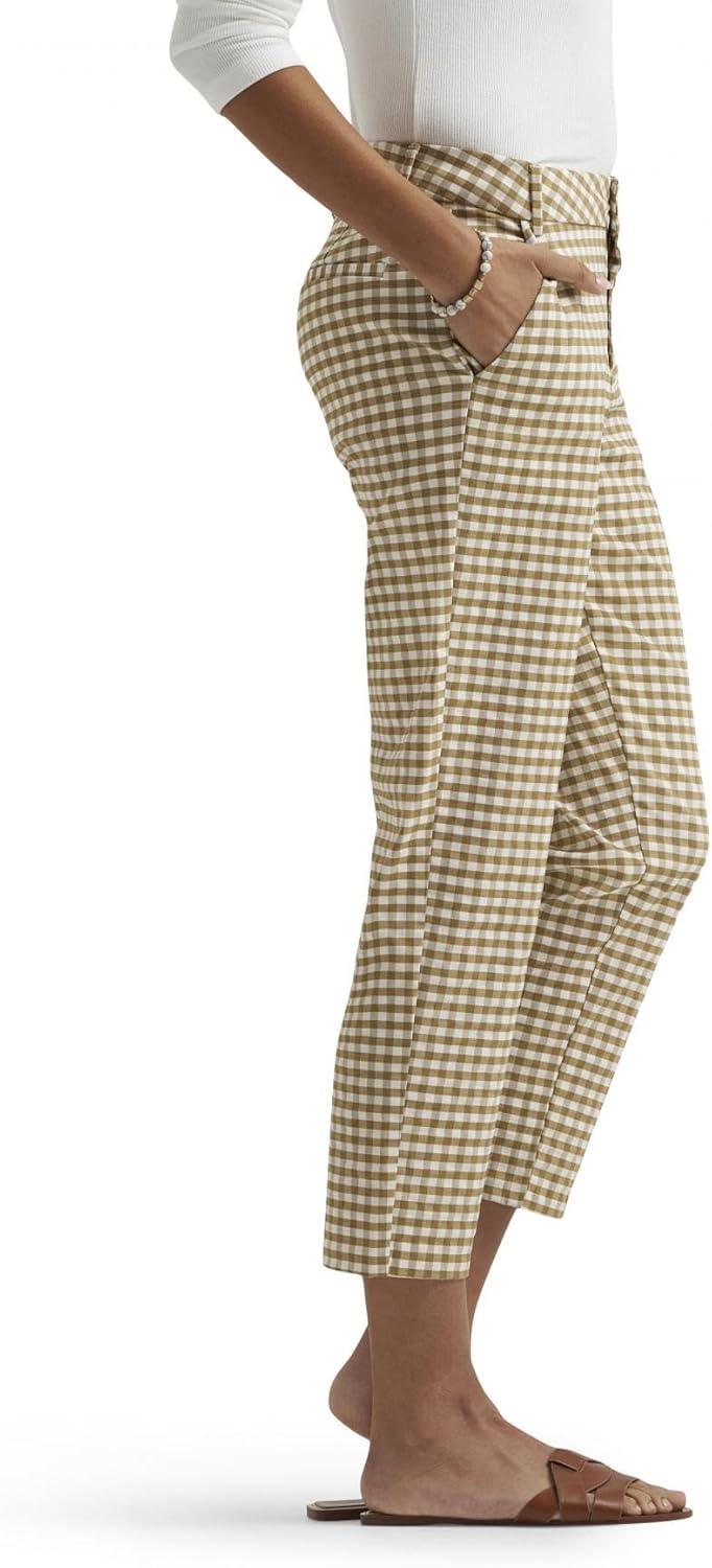imageLee Womens Gingham 23 Stretch Capri PantNaturalSafari Gingham