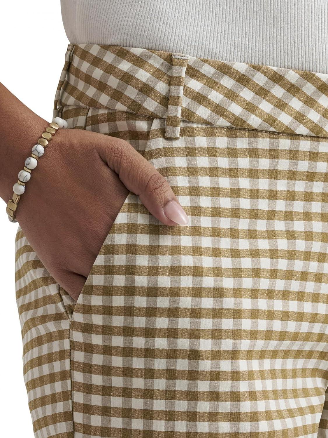 imageLee Womens Gingham 23 Stretch Capri PantNaturalSafari Gingham