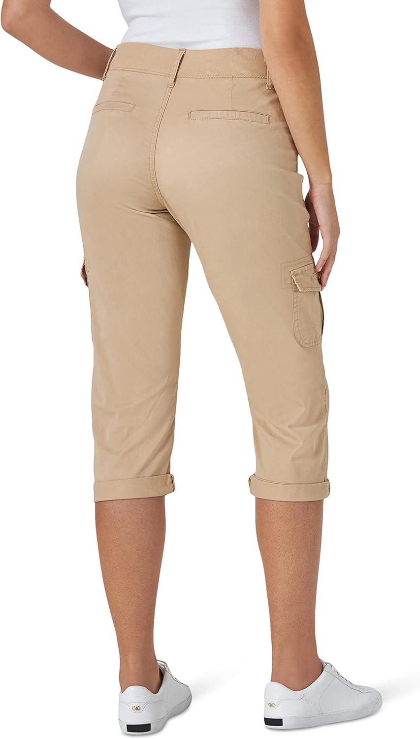 imageLee Womens Relaxed Fit Austyn Knit Waist Cargo Capri PantCaf