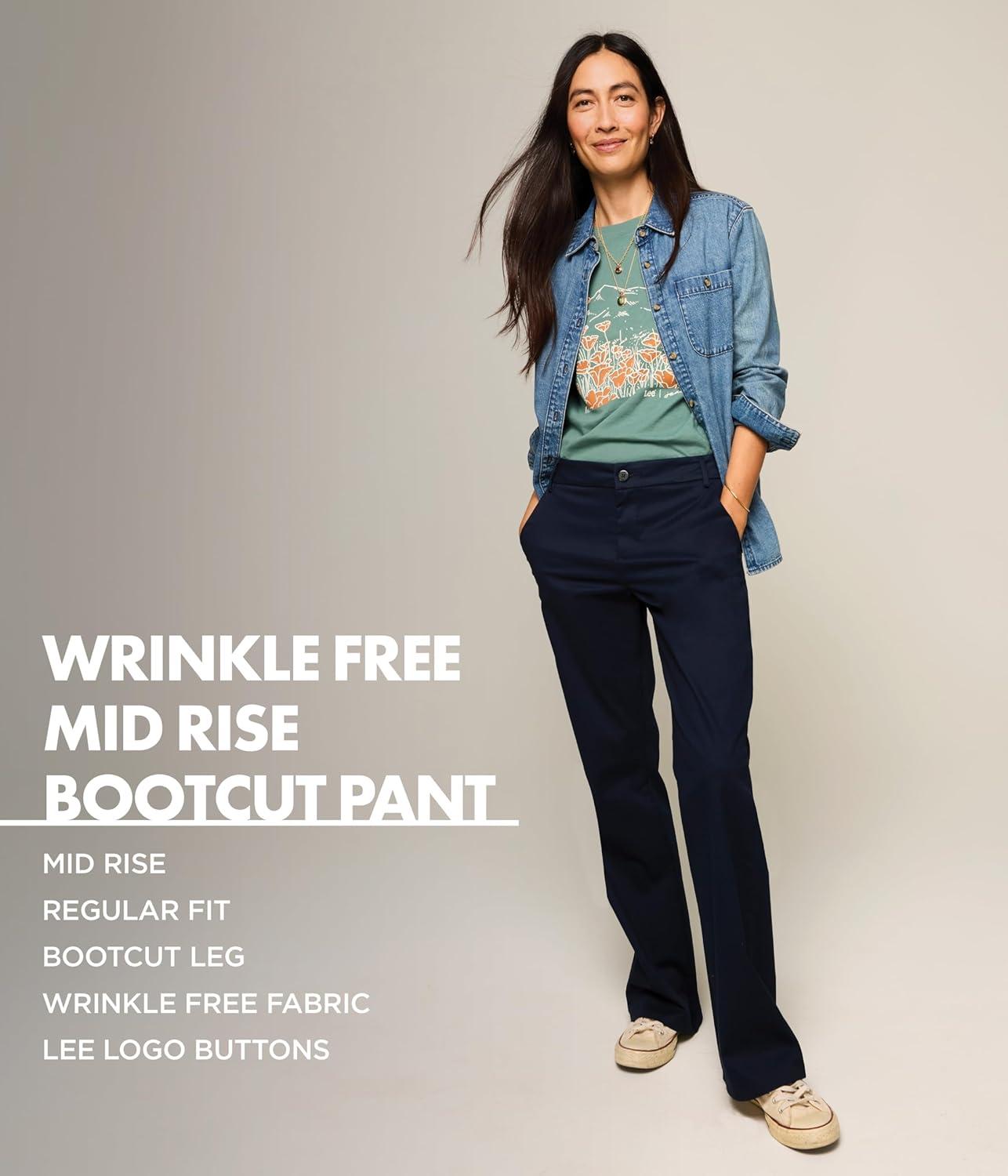 imageLee Womens Wrinkle Free Mid Rise Bootcut PantAlgae