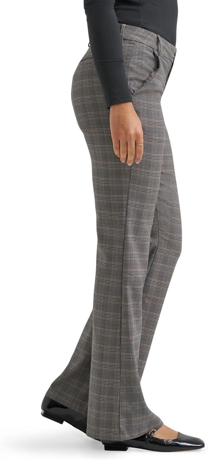 imageLee Womens Wrinkle Free Mid Rise Bootcut PantBlackDrizzle Plaid