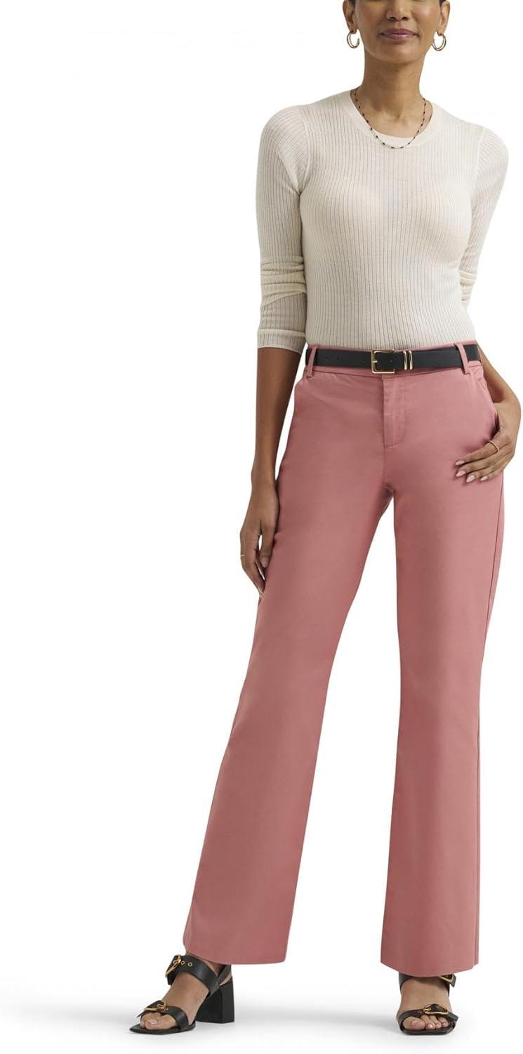 imageLee Womens Wrinkle Free Mid Rise Bootcut PantMallory Med PinkRose