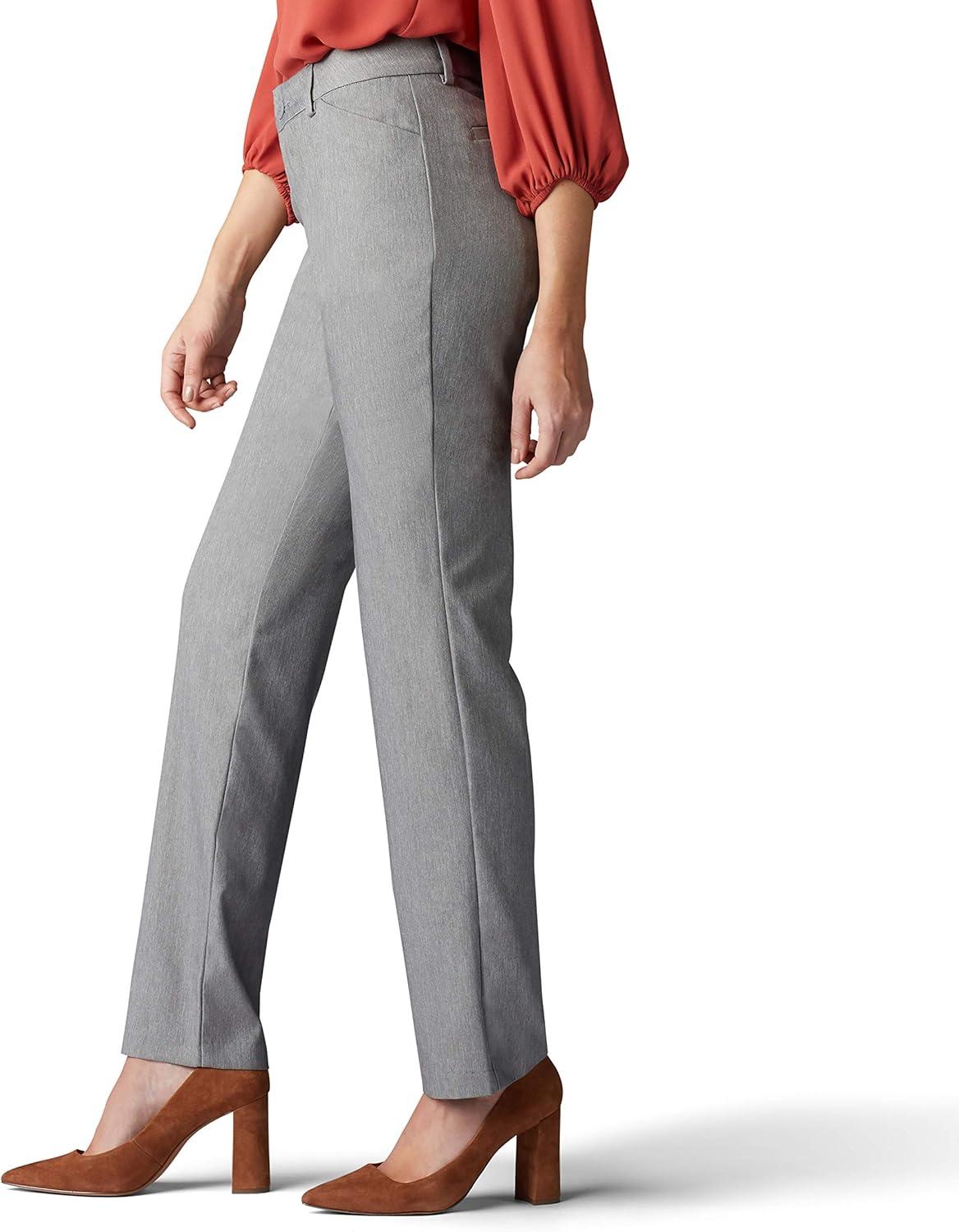 imageLee Womens Wrinkle Free Relaxed Fit Straight Leg PantAsh Heather