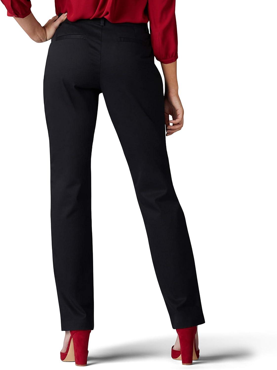 imageLee Womens Wrinkle Free Relaxed Fit Straight Leg PantBlack