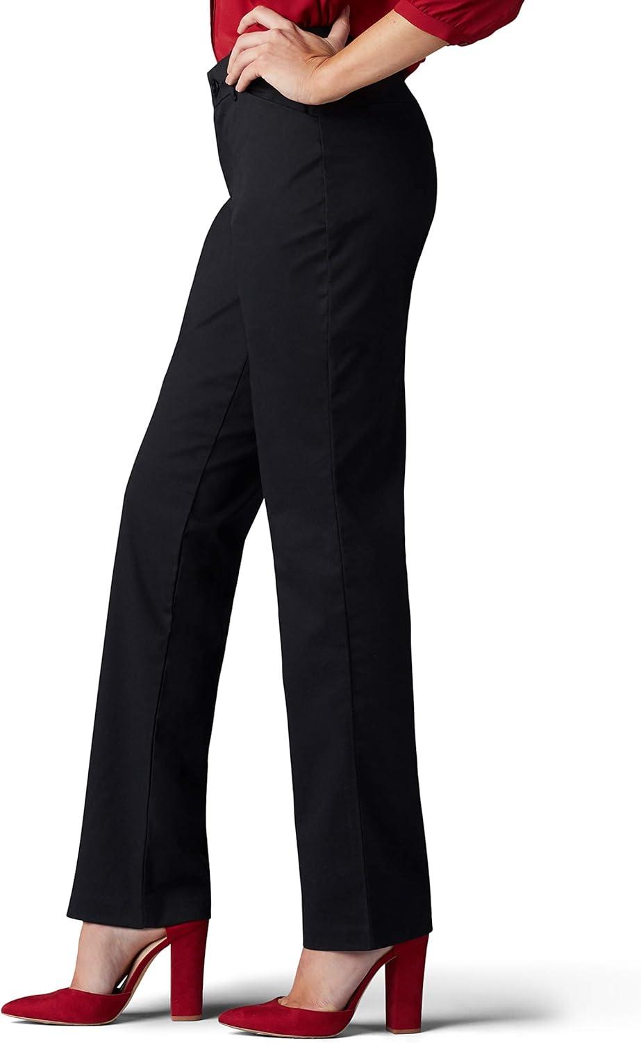 imageLee Womens Wrinkle Free Relaxed Fit Straight Leg PantBlack