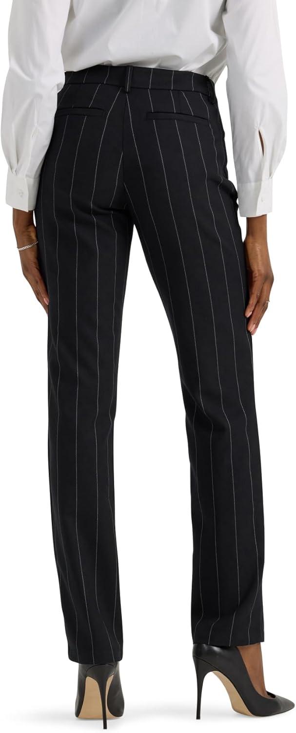 imageLee Womens Wrinkle Free Relaxed Fit Straight Leg PantBlack Pinstripe