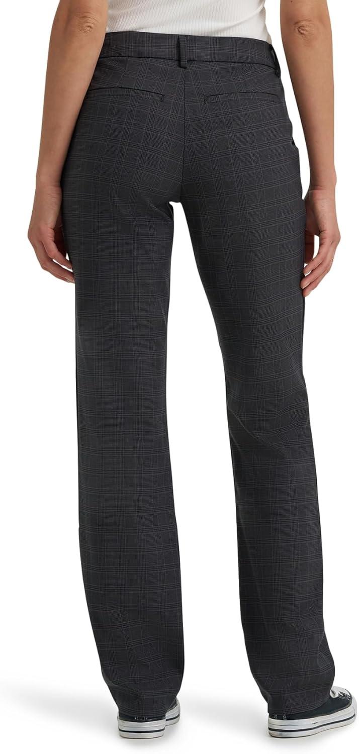 imageLee Womens Wrinkle Free Relaxed Fit Straight Leg PantBlackStatic Gray Plaid