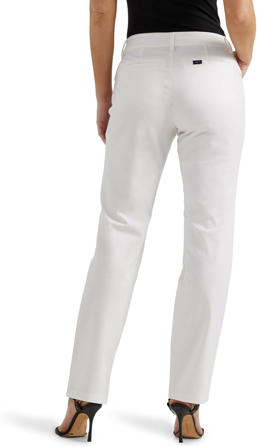 imageLee Womens Wrinkle Free Relaxed Fit Straight Leg PantBright White