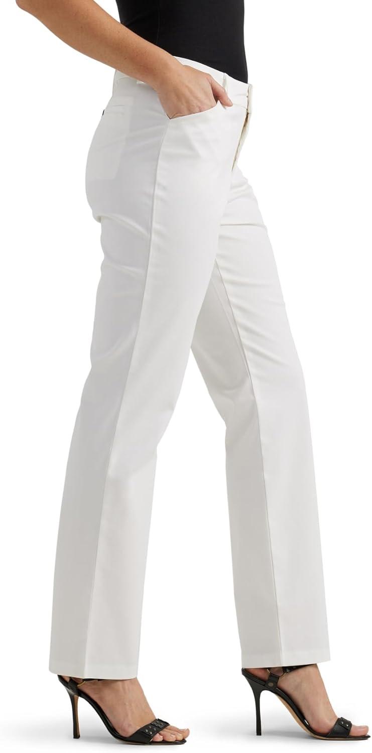 imageLee Womens Wrinkle Free Relaxed Fit Straight Leg PantBright White