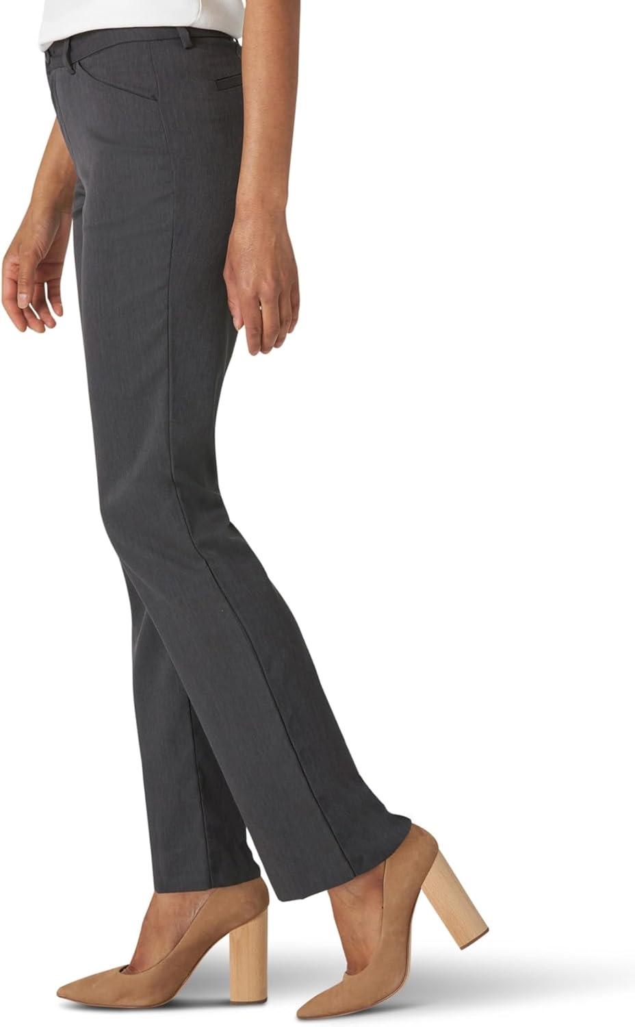 imageLee Womens Wrinkle Free Relaxed Fit Straight Leg PantCharcoal Heather