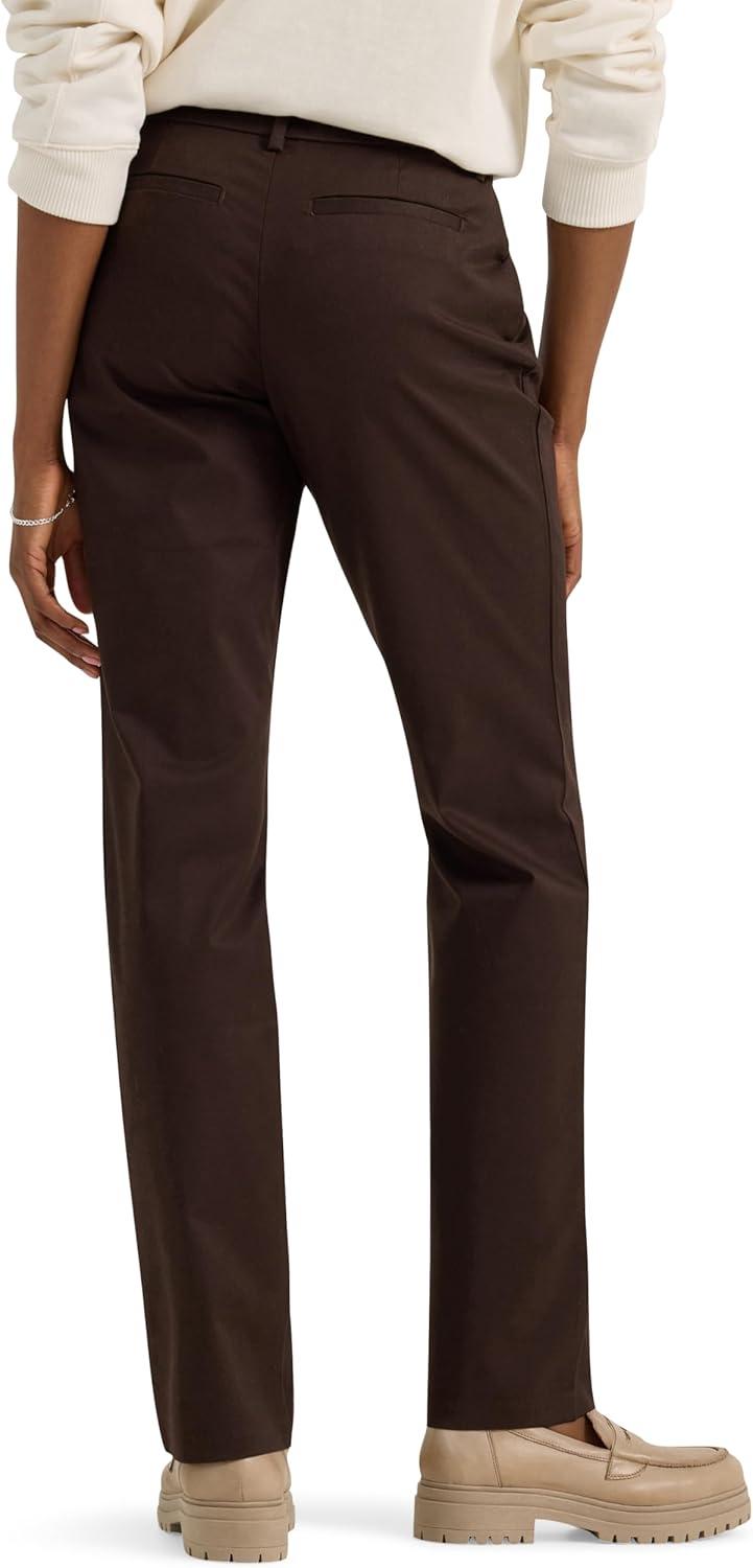 imageLee Womens Wrinkle Free Relaxed Fit Straight Leg PantEspresso