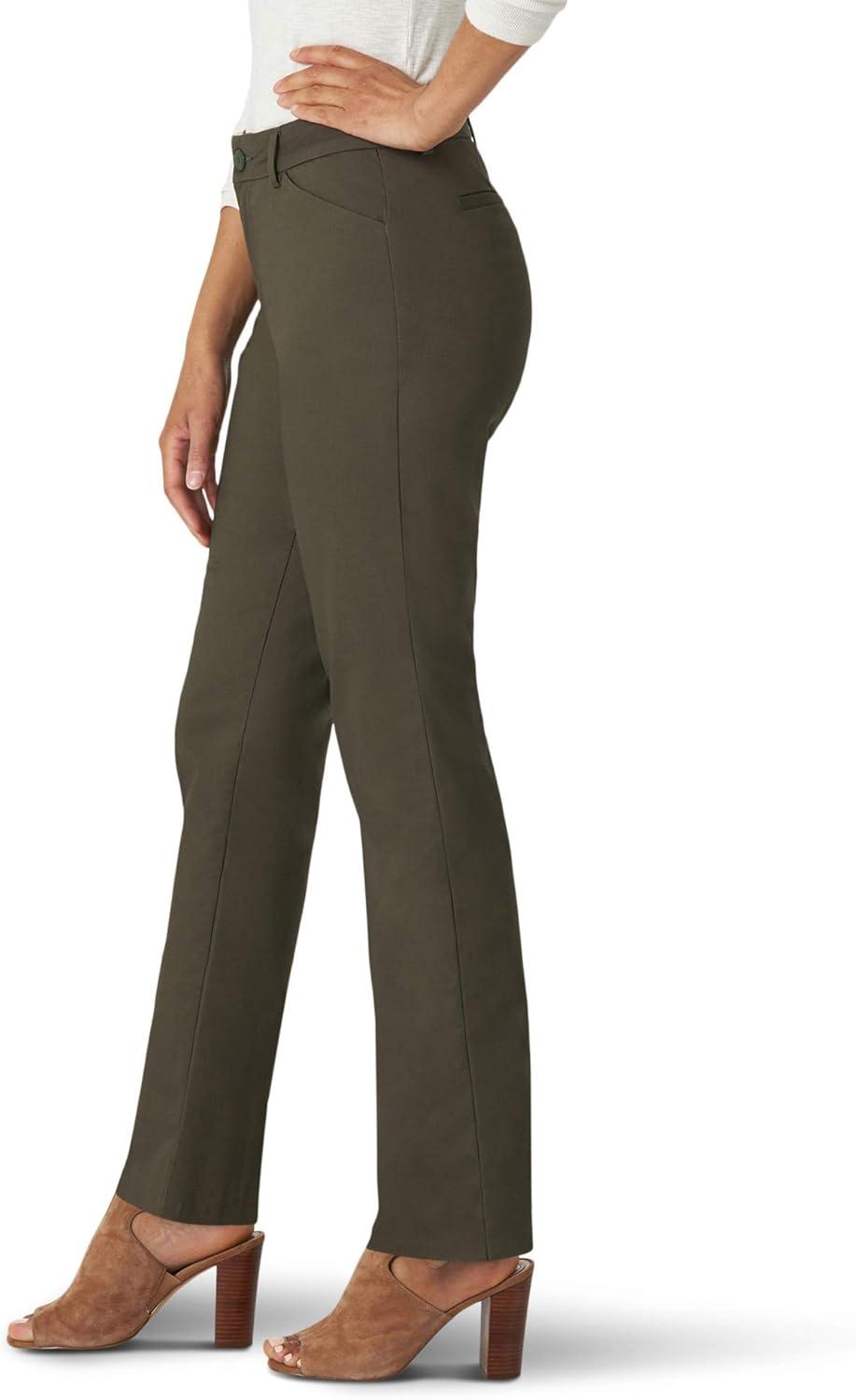 imageLee Womens Wrinkle Free Relaxed Fit Straight Leg PantFrontier Olive