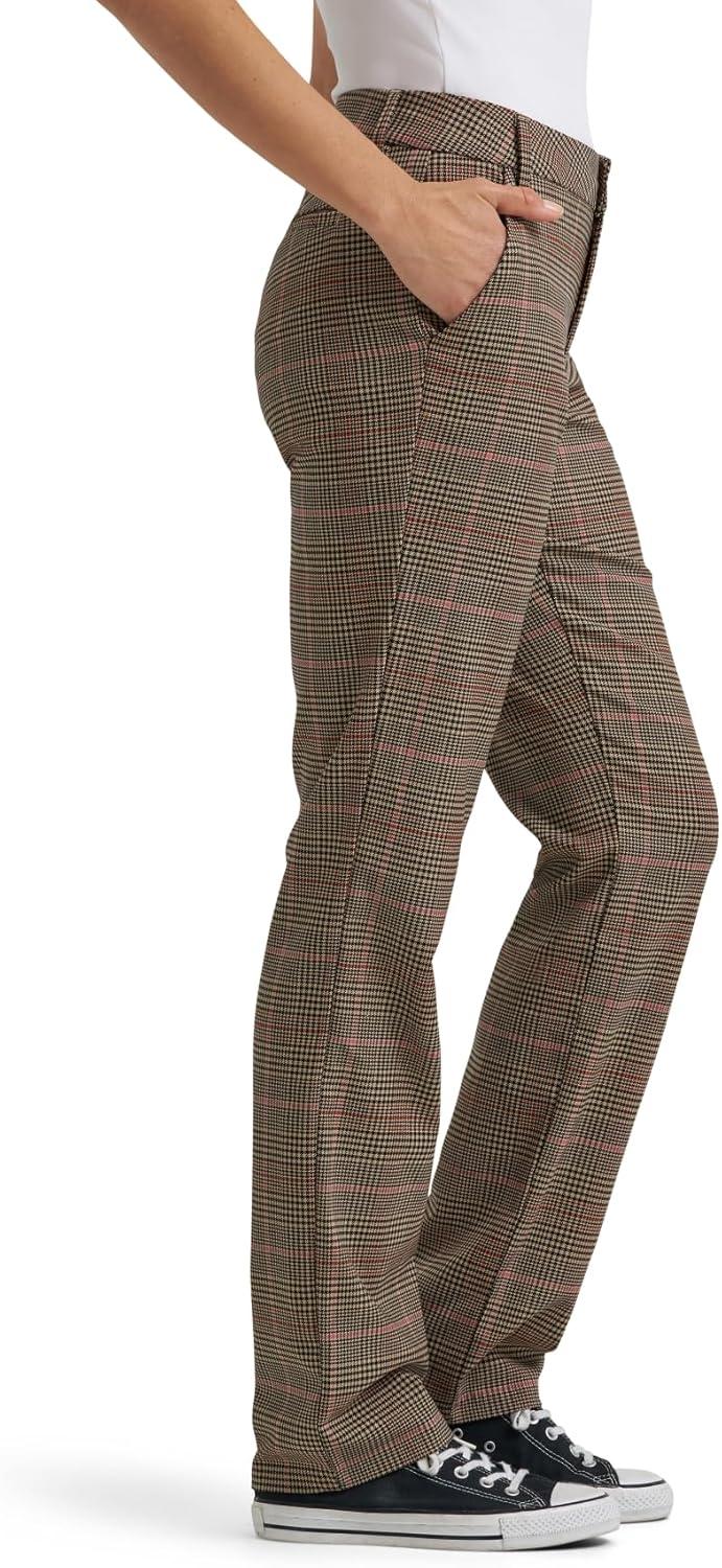 imageLee Womens Wrinkle Free Relaxed Fit Straight Leg PantStraw Plaid