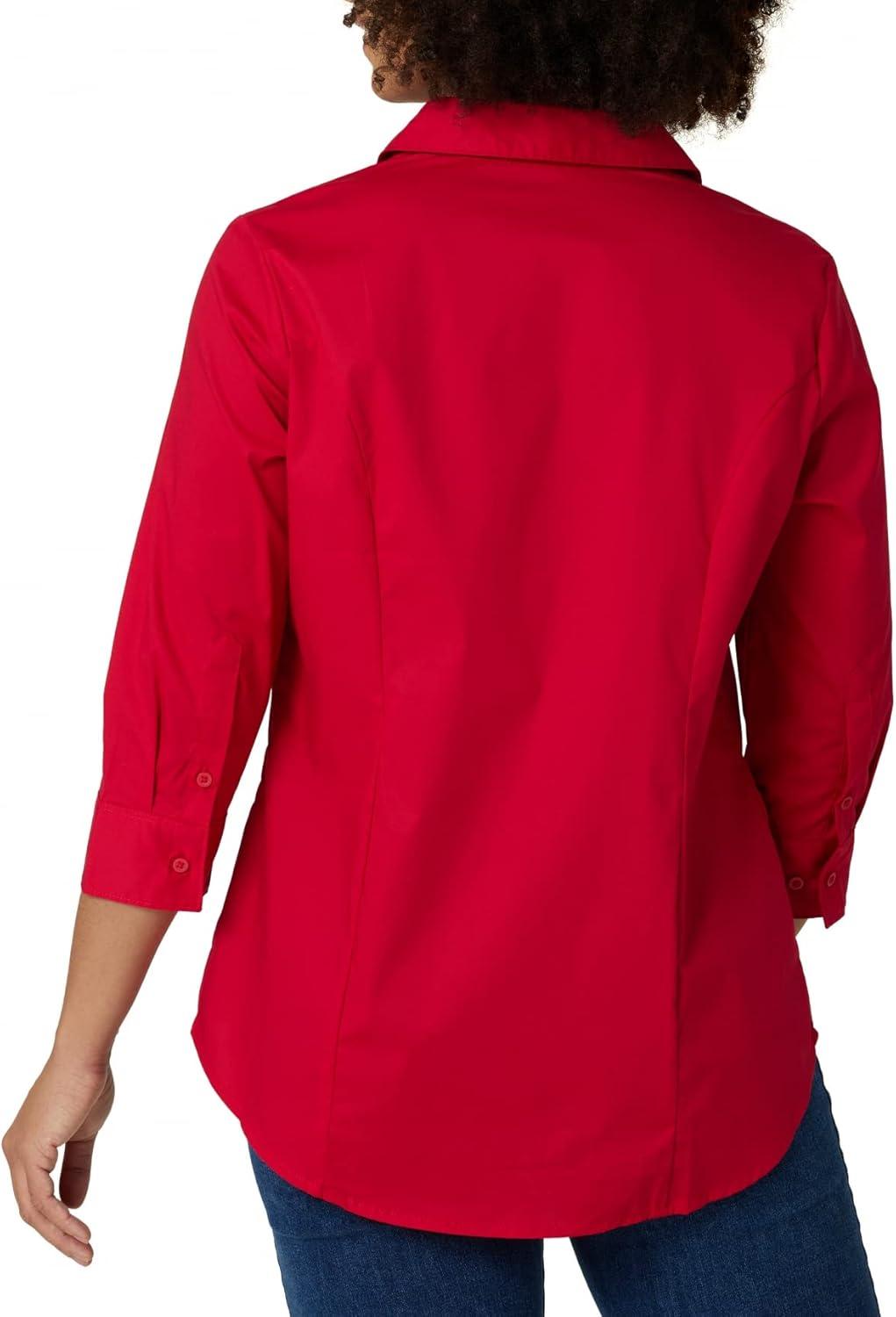 imageRiders by Lee Indigo Womens Bella Easy Care Quarter Sleeve Woven ShirtClassic Red
