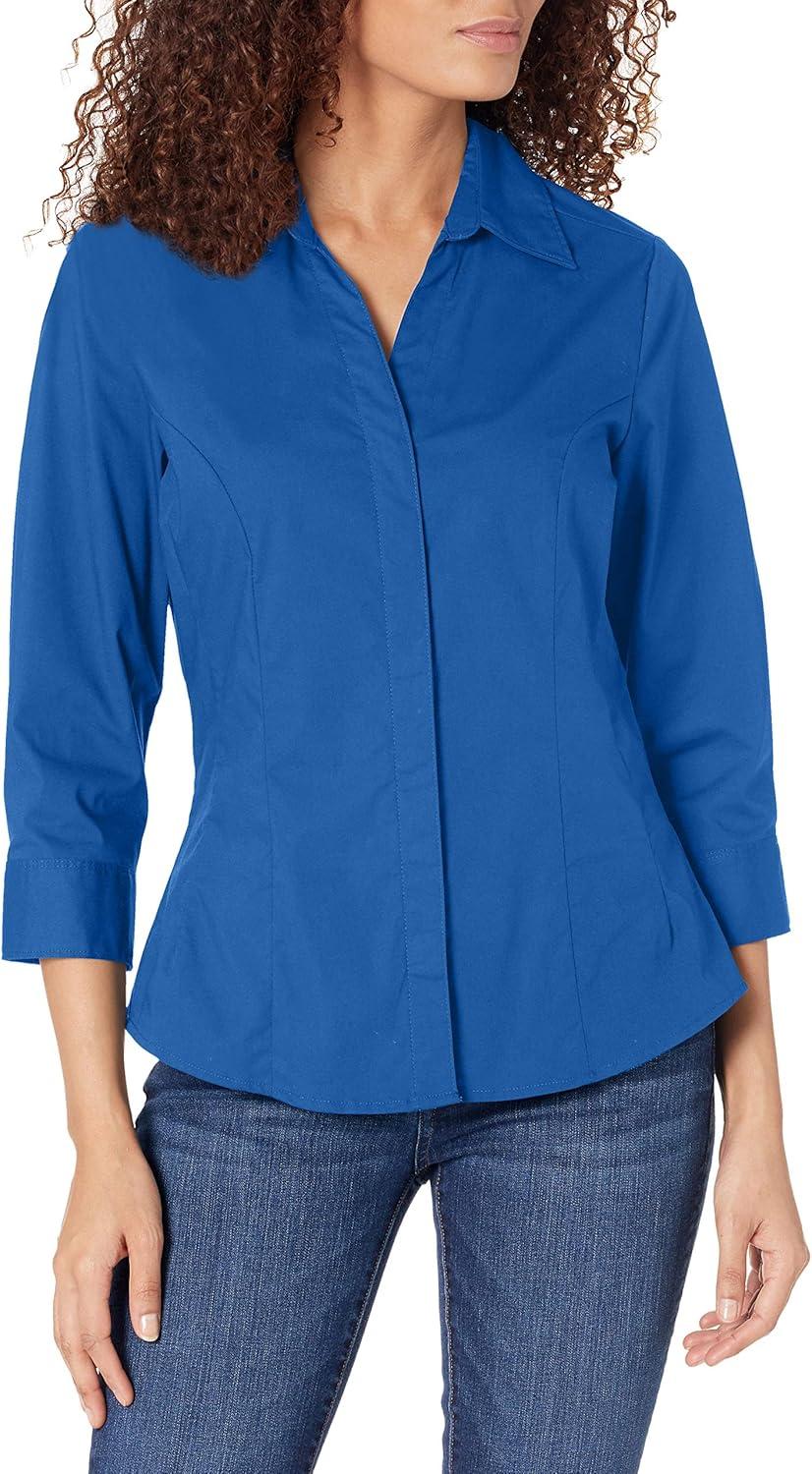 imageRiders by Lee Indigo Womens Bella Easy Care Quarter Sleeve Woven ShirtTrue Blue