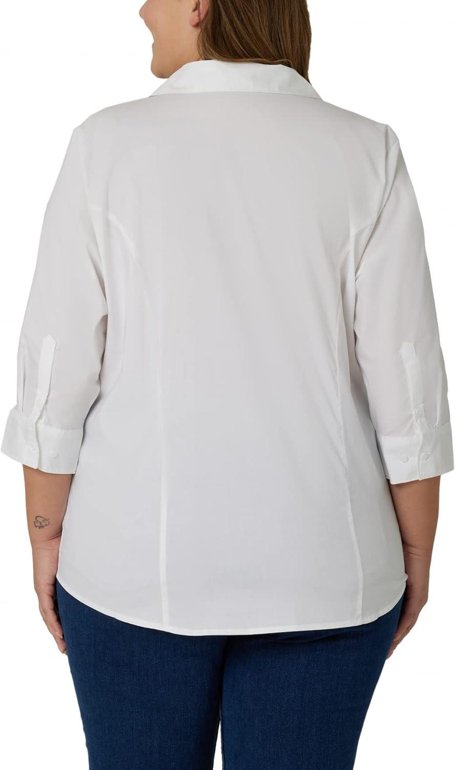 imageRiders by Lee Indigo Womens Plus Size Easy Care Sleeve Woven ShirtArctic White