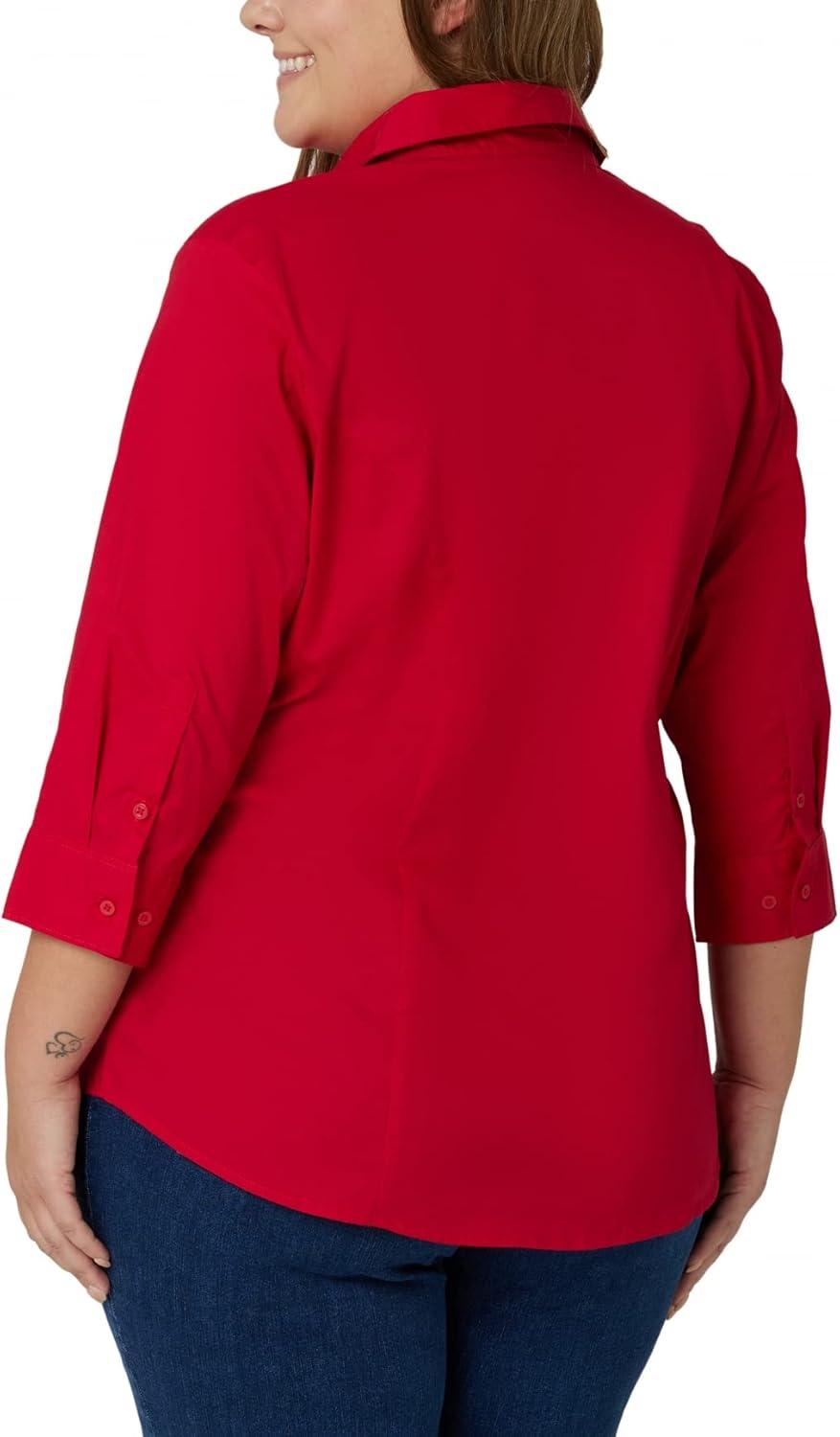imageRiders by Lee Indigo Womens Plus Size Easy Care Sleeve Woven ShirtClassic Red