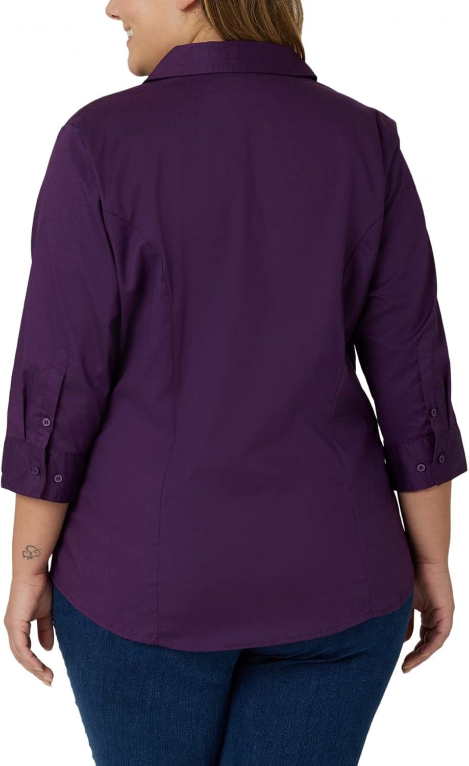 imageRiders by Lee Indigo Womens Plus Size Easy Care Sleeve Woven ShirtPurple Pennant