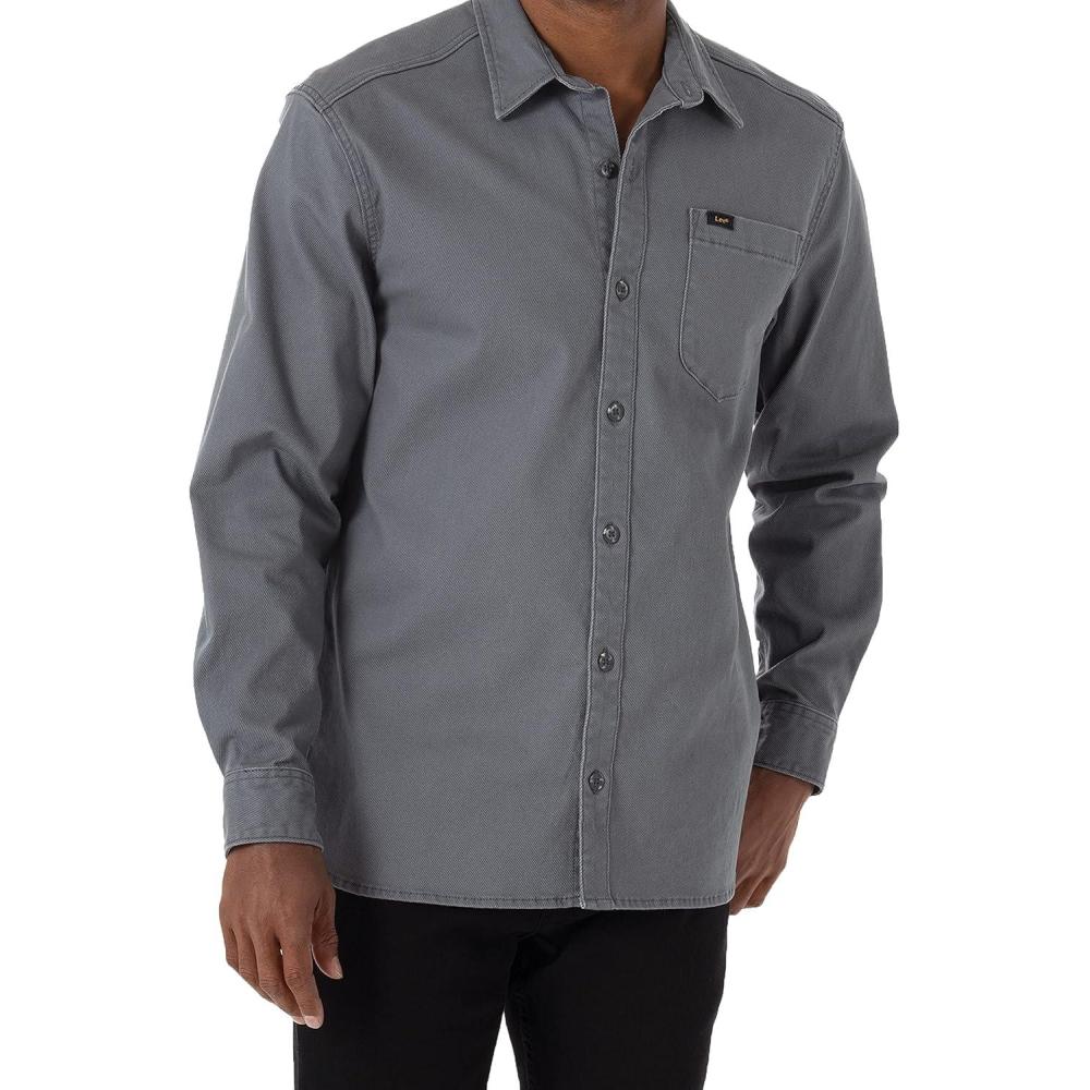 imageLee Mens All Purpose Classic Fit Long Sleeve ShirtGray Calvary Twill