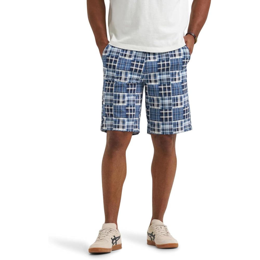 imageLee Mens Extreme Motion Flat Front Short Rivet Navy Madras 36