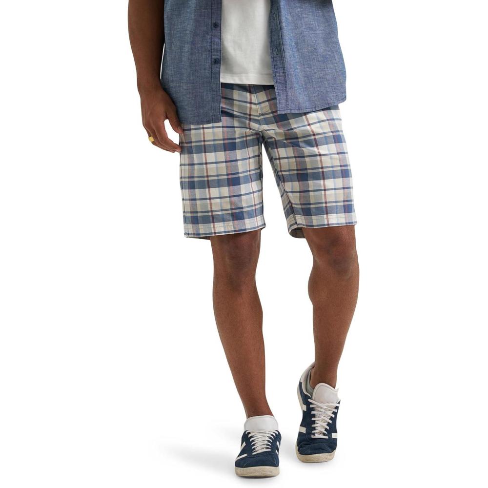 imageLee Mens Extreme Motion Flat Front Short Slate Gray Plaid 36