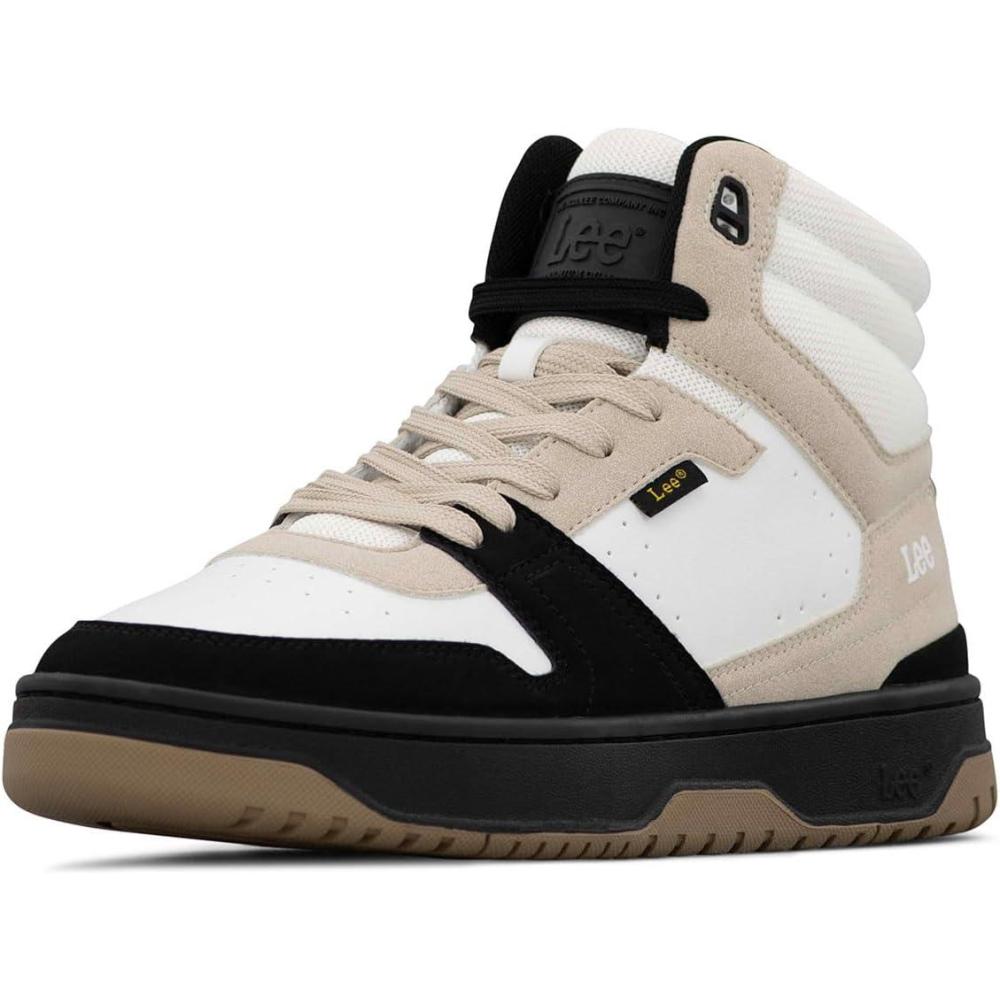 imageLee Mens Fast Lane Mid Retro Court Fashion SneakerWinter WhiteNatural Black