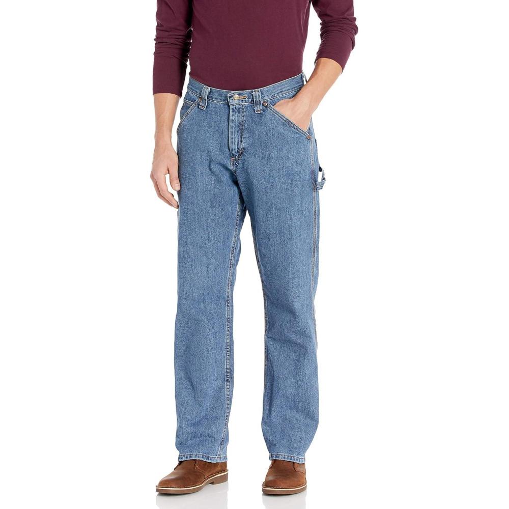 imageLee Mens Loose Fit Straight Leg Carpenter JeanStonewash