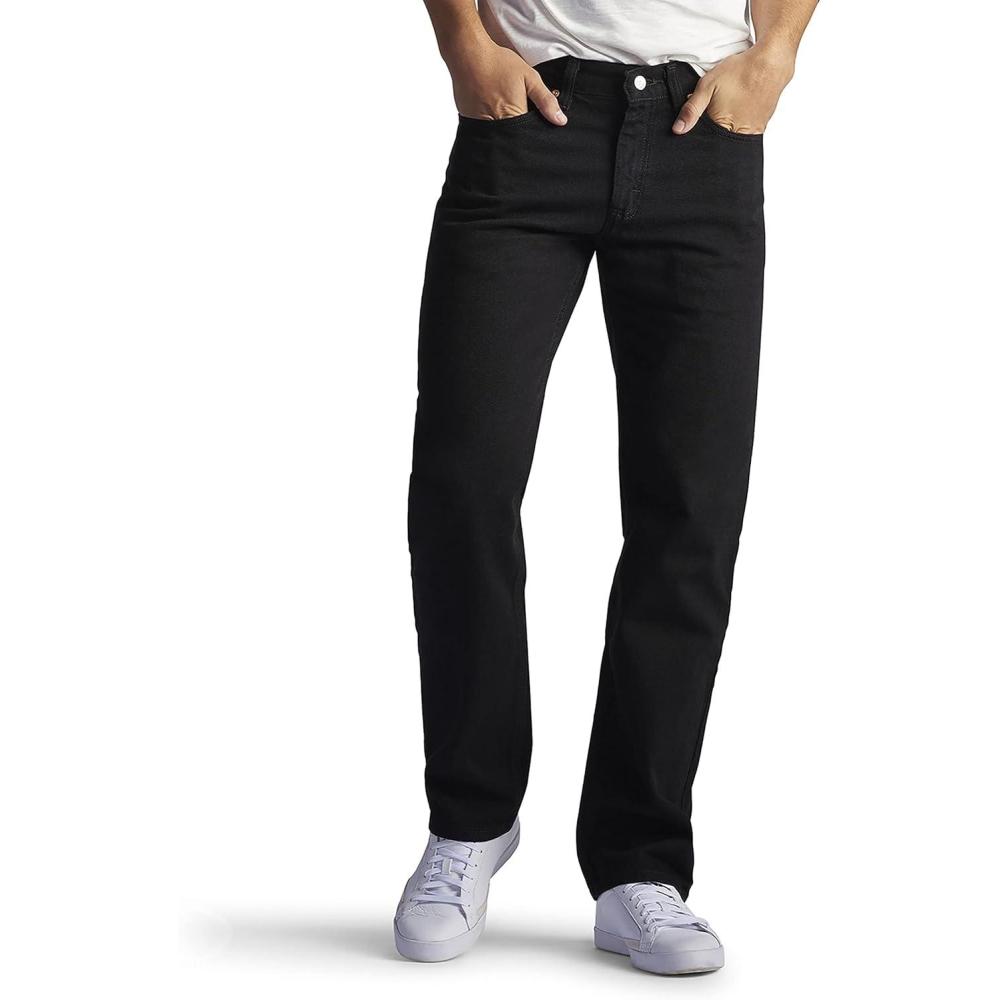 imageLee Mens Regular Fit Straight Leg JeanDouble Black