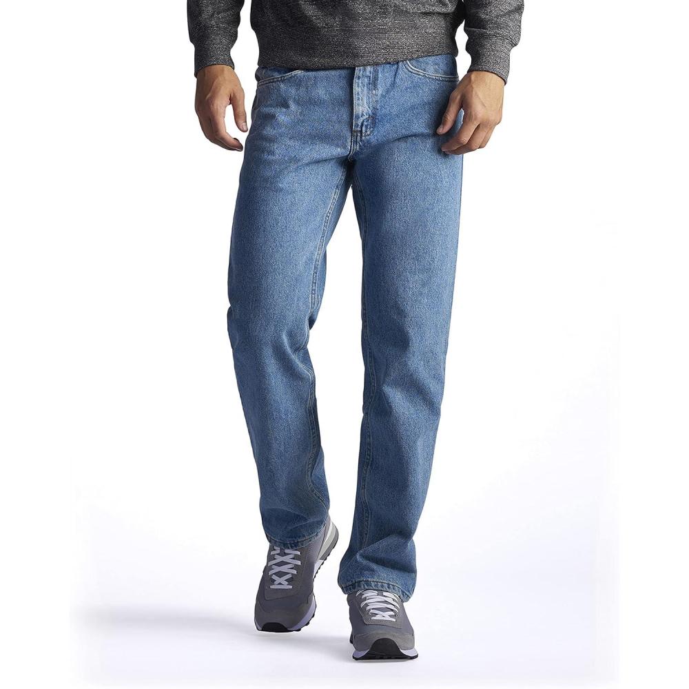 imageLee Mens Regular Fit Straight Leg JeanLight Stone