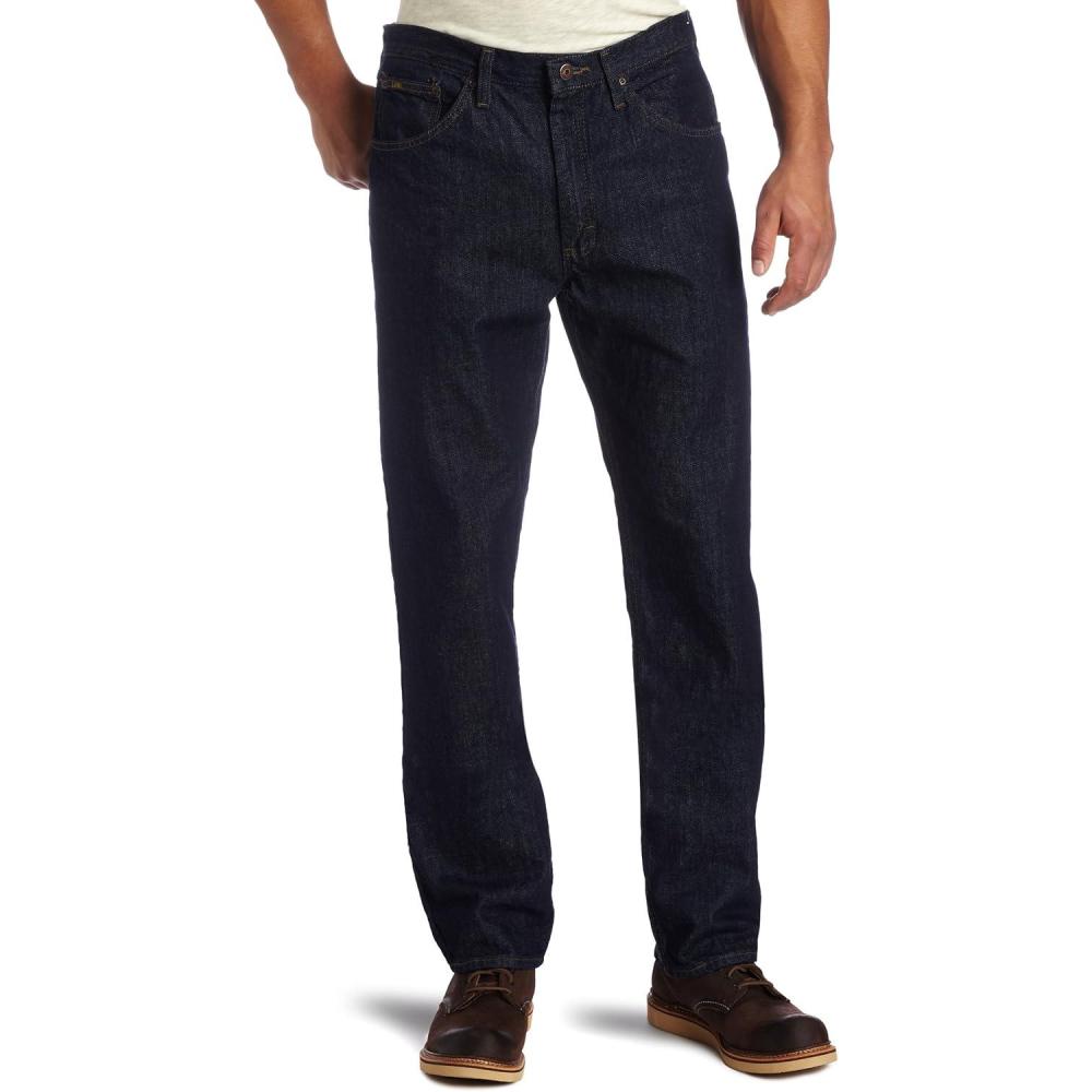 imageLee Mens Regular Fit Straight Leg JeanRinse