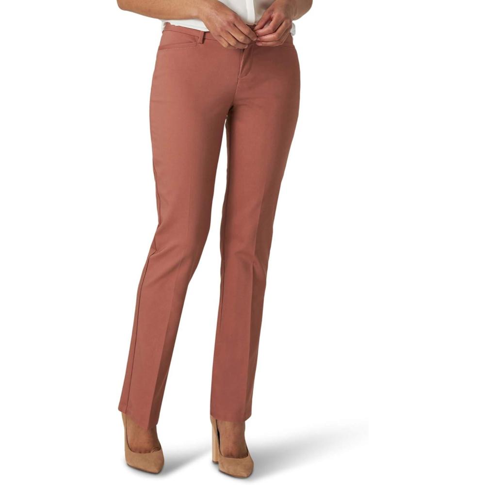 imageLee Womens Secretly Shapes Regular Fit Straight Leg PantsCognac