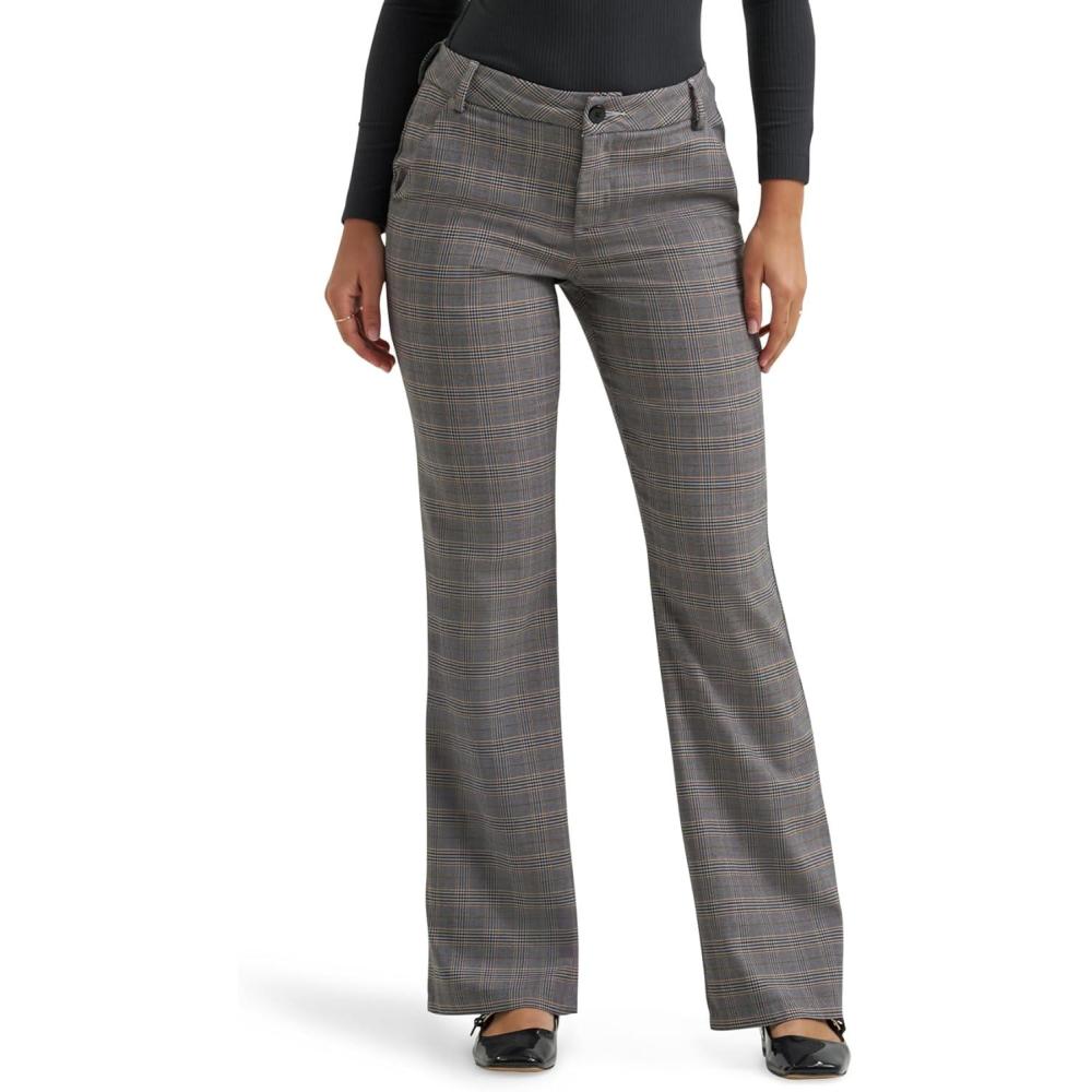 imageLee Womens Wrinkle Free Mid Rise Bootcut PantBlackDrizzle Plaid