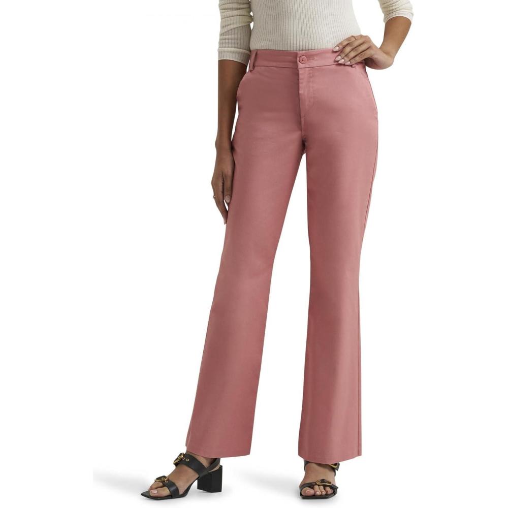 imageLee Womens Wrinkle Free Mid Rise Bootcut PantMallory Med PinkRose