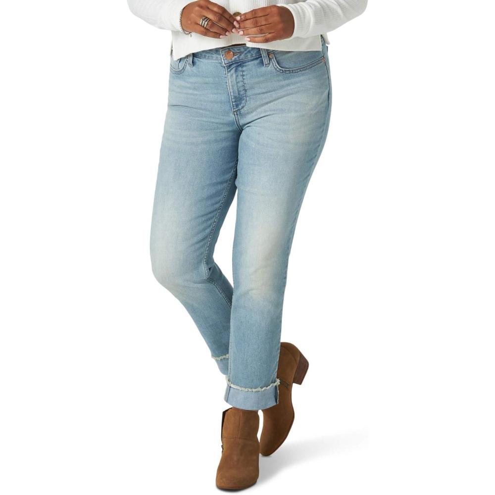 imageRiders by Lee Indigo Womens Fringe Cuff Boyfriend JeanLight Wash