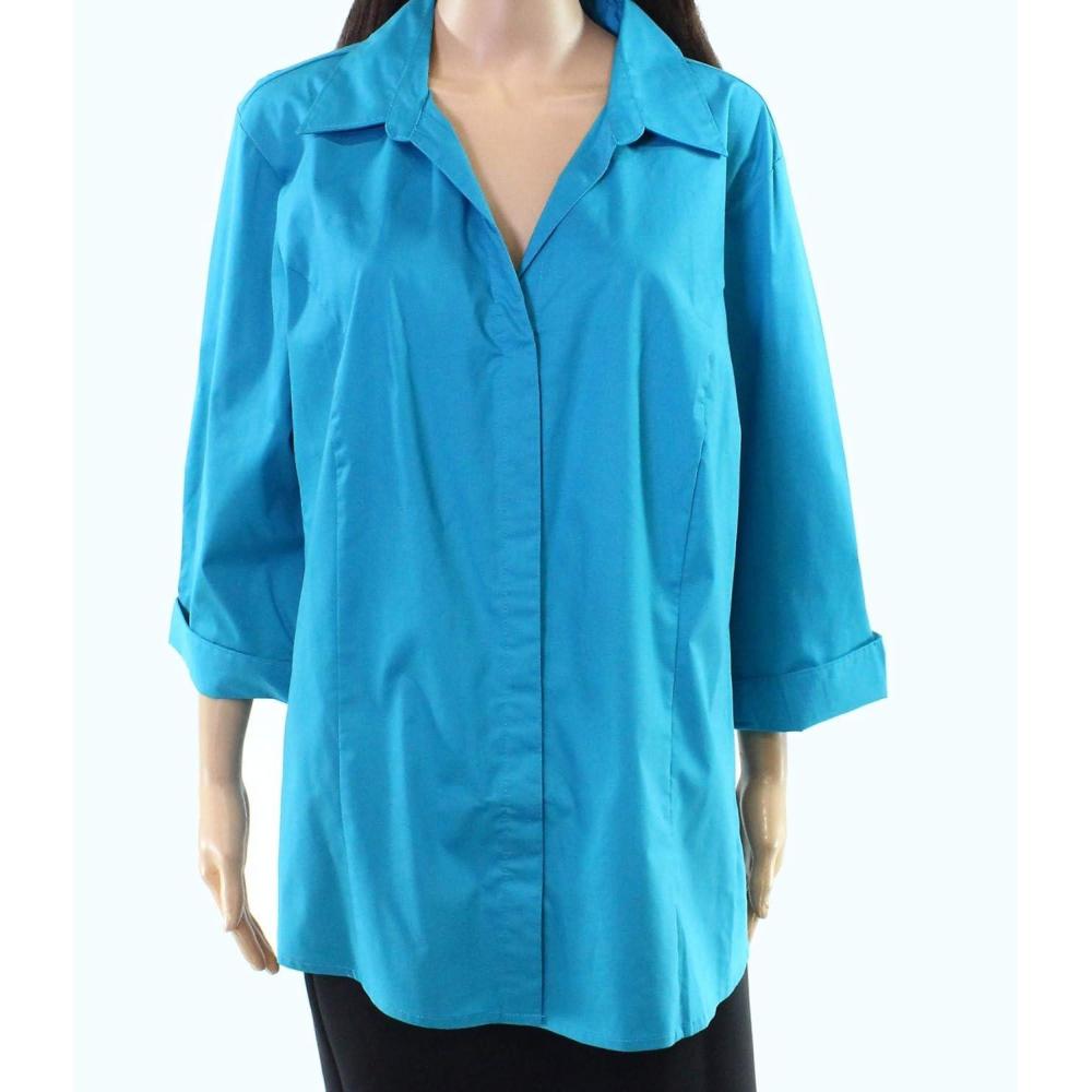 imageRiders by Lee Indigo Womens Plus Size Easy Care Sleeve Woven ShirtAlgiers Blue