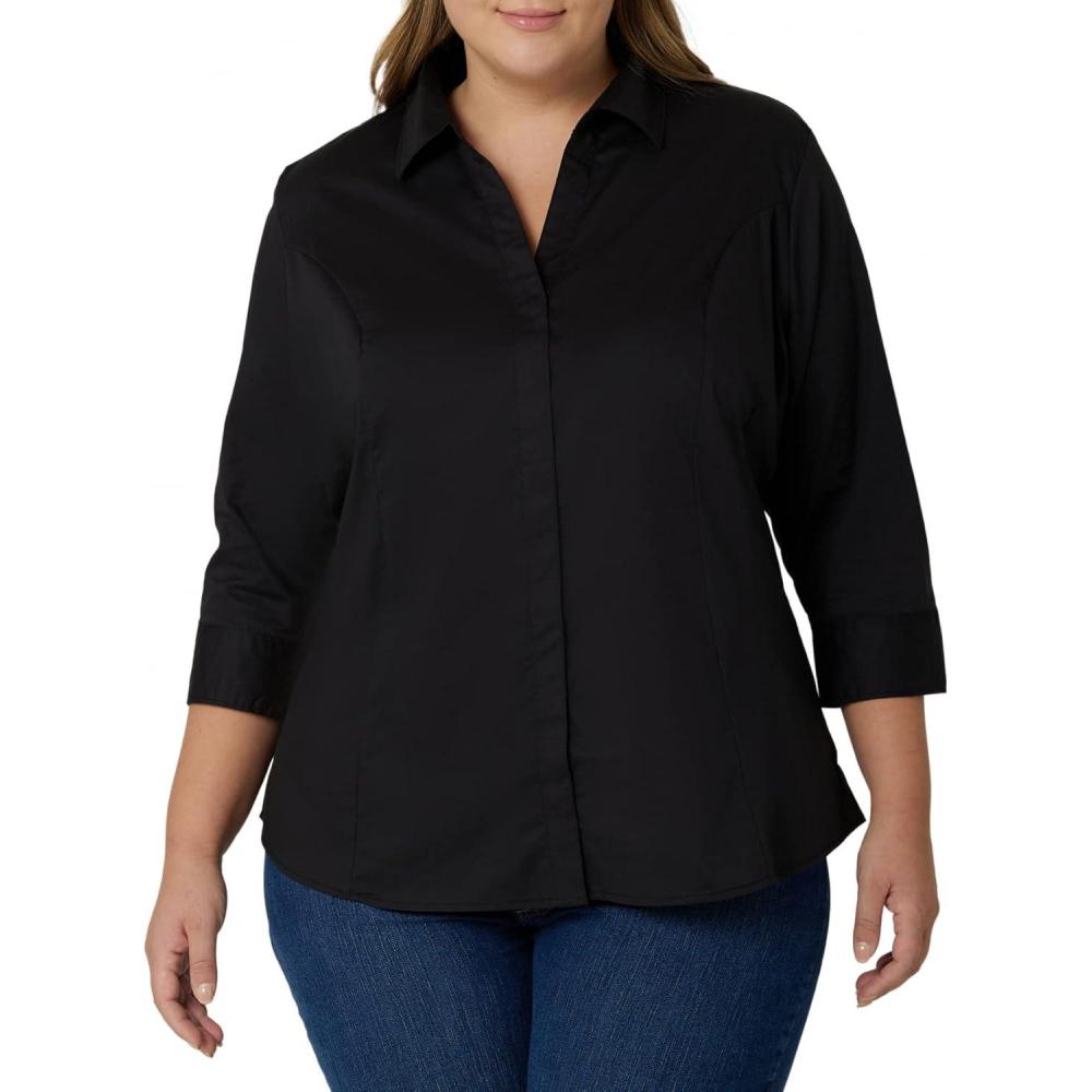 imageRiders by Lee Indigo Womens Plus Size Easy Care Sleeve Woven ShirtBlack Soot