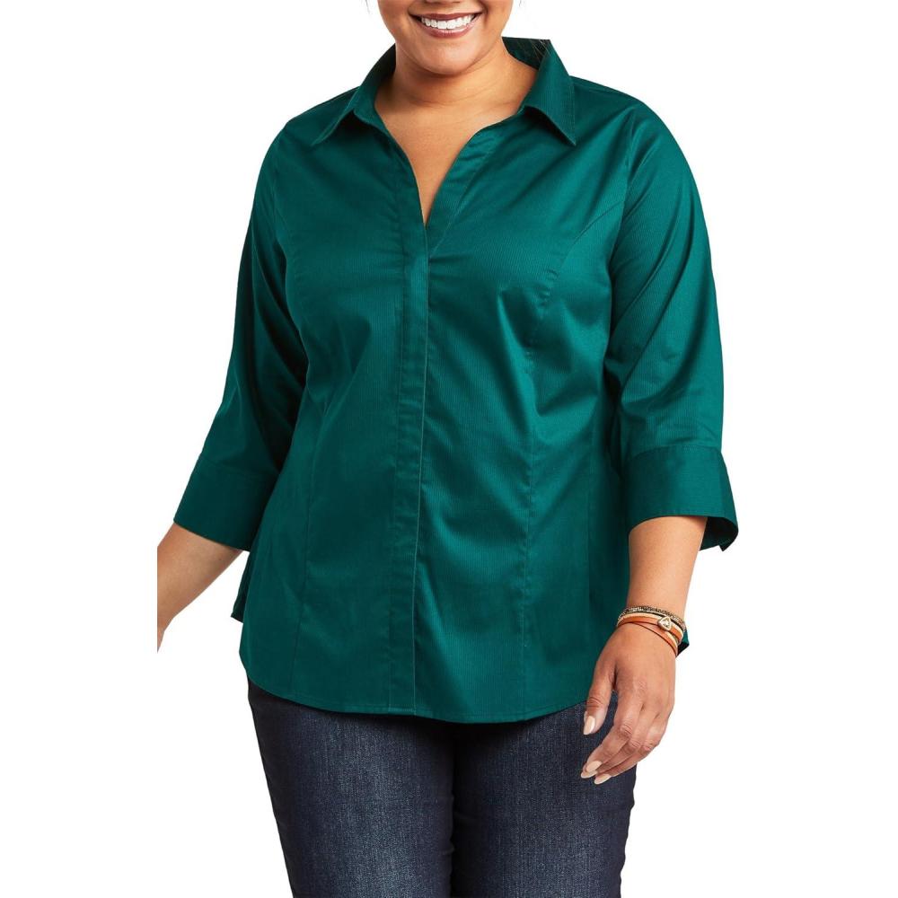 imageRiders by Lee Indigo Womens Plus Size Easy Care Sleeve Woven ShirtBotanical Green