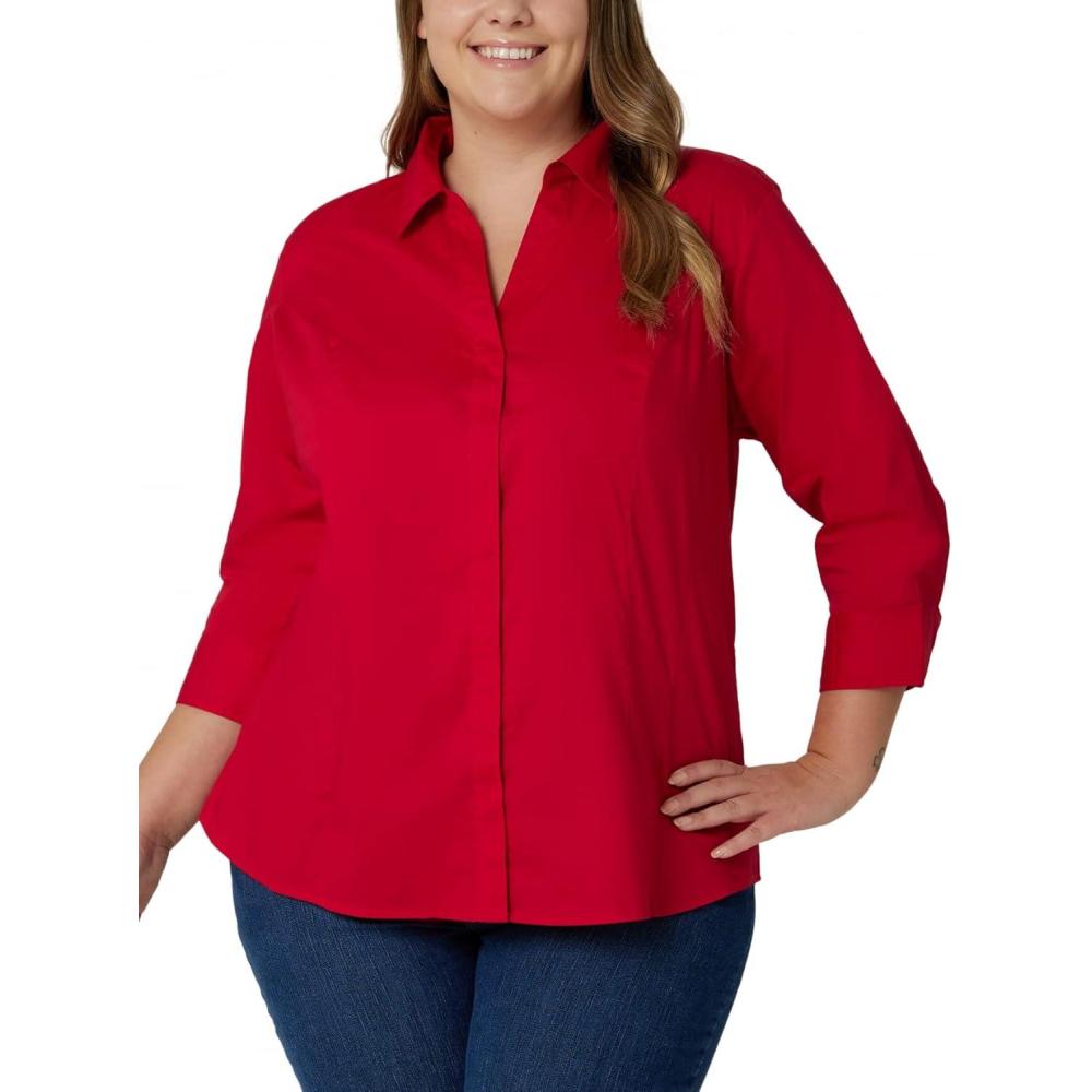 imageRiders by Lee Indigo Womens Plus Size Easy Care Sleeve Woven ShirtClassic Red